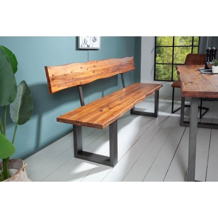 Banc en tronc d'arbre massif GENESIS 200cm acacia avec...