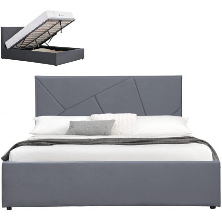 Lit coffre velours DAMARD -  Velours Gris