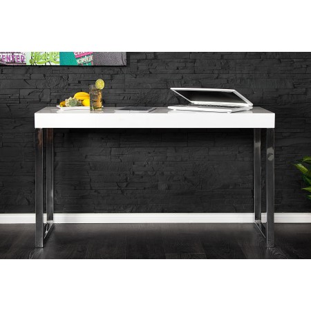 Console design WHITE DESK 120cm blanc brillant Table de...