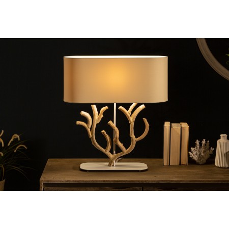  Lámpara de mesa hecha a mano KORALLE 58cm beige madera...