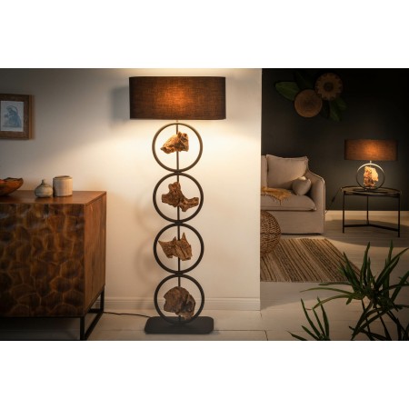 Design Stehlampe ELEMENTS 147cm schwarz Baumwollschirm...