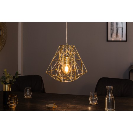Filigrane HÃ¤ngeleuchte CAGE S gold Industrial Design