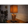 Lampe de table EUPHORIA 45cm faite main en bois flotté brun avec abat-jour en lin
