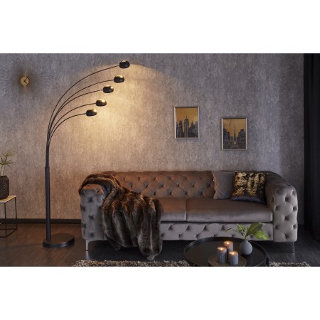  Design Bogenlampe FIVE LIGHTS 210cm schwarz gold...