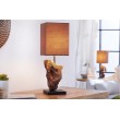 Lámpara de mesa hecha a mano de madera de deriva HYPNOTIC 45cm marrón con pantalla de lino