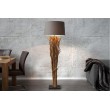 Lampadaire design en bois flotté EUPHORIA 180cm gris avec abat-jour en lin