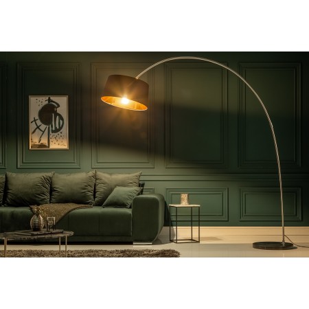  Design Bogenlampe FORMA 215cm schwarz gold Stehlampe mit...