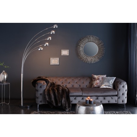  Design Bogenlampe FIVE LIGHTS 205cm silber Stehlampe mit...