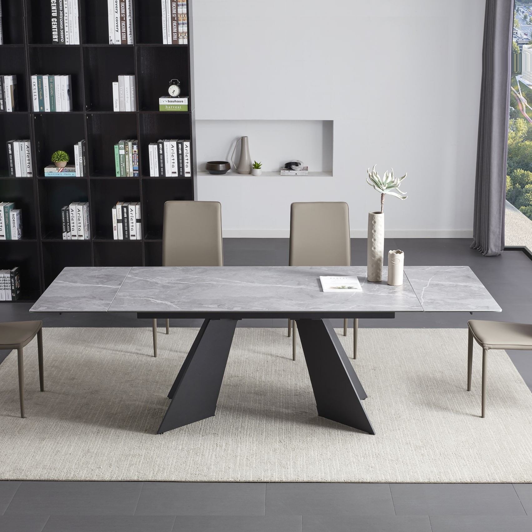 tavolo allungabile ceramica effetto marmo