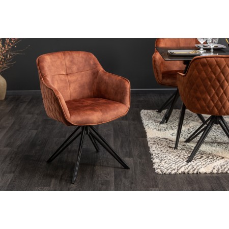 Drehbarer Design Stuhl EUPHORIA braun Samt im Retrostil...