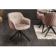  Chaise design pivotante EUPHORIA velours gris style rétro avec surpiqûres décoratives 