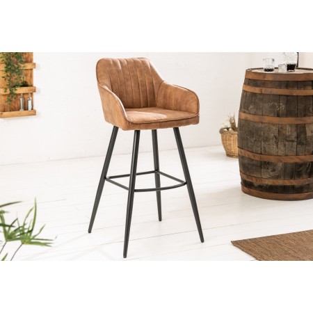 Barhocker TURIN vintage braun mit Steppnähten Barstuhl...