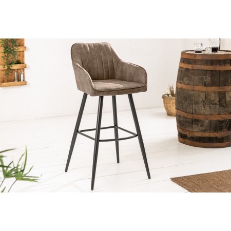 Barhocker TURIN Vintage Taupe mit Steppnähten Barstuhl...