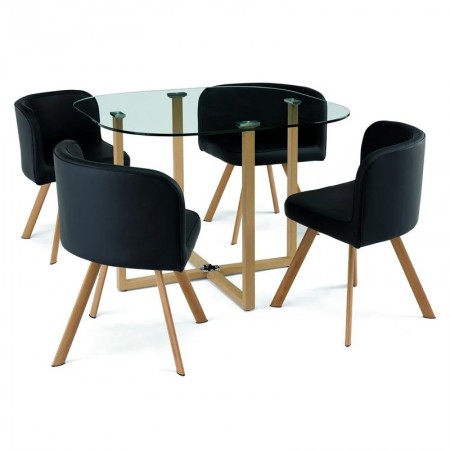 ENSEMBLE TABLE + 4 CHAISES ENCASTRABLE POPUP -  czarny