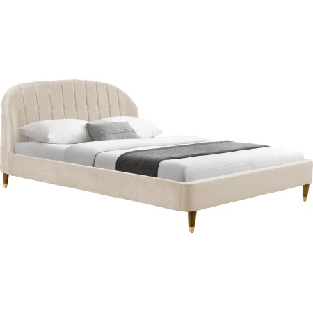 Lit velours design cadre de lit MIA -  Velours Beige