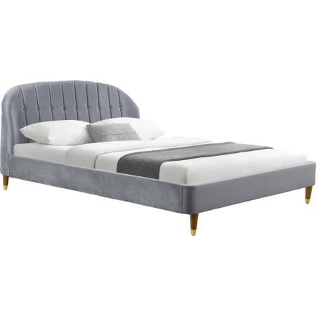 Lit velours design cadre de lit MIA -  Velours Gris