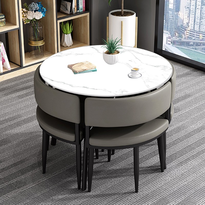 Table à manger ronde et chaises encastrable PopUp