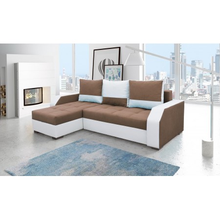 Reversible Ecksofa Bett Design Aris -  Brauner und weißer...