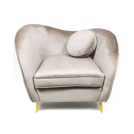 LEGEND Fauteuil Velours pieds Métal Or -  Taupe