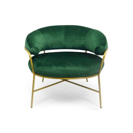 Fauteuil Velours pieds Métal Or Volver -  Vert