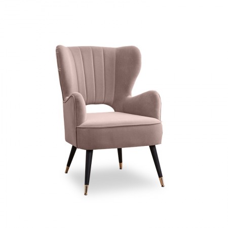 Fauteuil design pied effet laiton Trendy -  Szarobrązowy