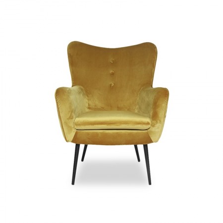 Fauteuil en velours design ZOLA -  Jaune