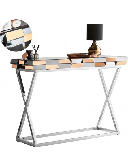 Roségoldene Konsole mit 3D-Spiegelglas