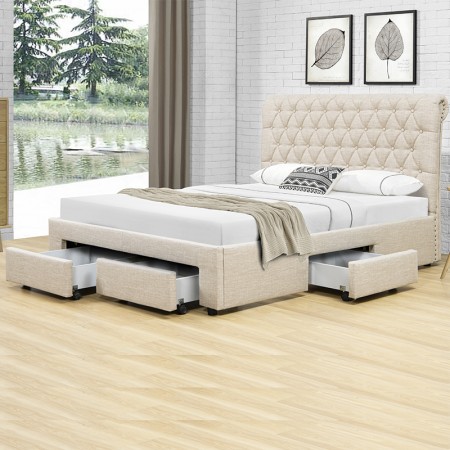 Cama de diseño con cajones HYDE -  Beige