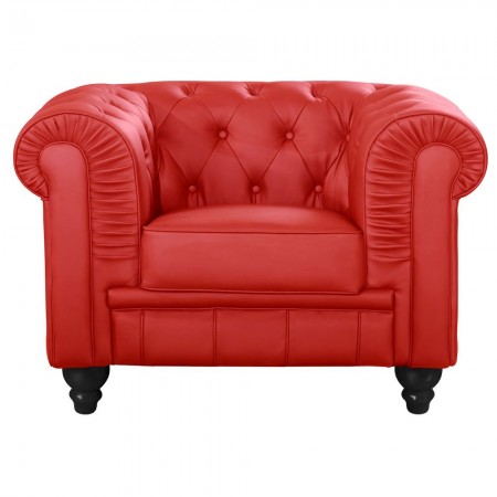 Sillón Chesterfield tapizado -  PU Rojo