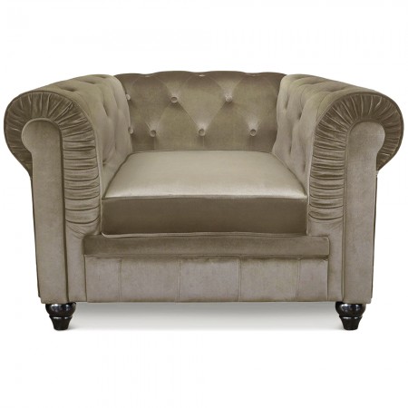 Poltrona Chesterfield imbottita -  Velluto Taupe