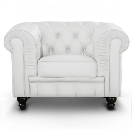 Poltrona Chesterfield imbottita -  PU bianco