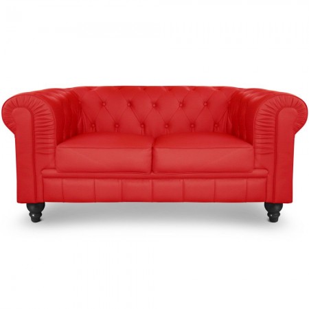 Divano Chesterfield a 2 posti -  Rosso PU