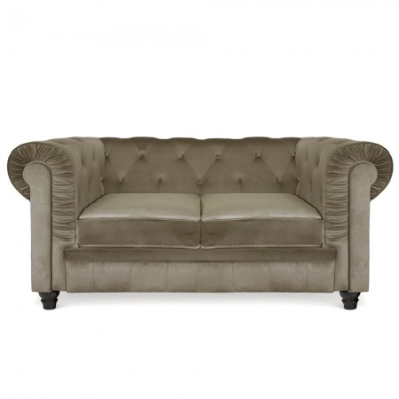 Divano Chesterfield a 2 posti -  Velluto Taupe