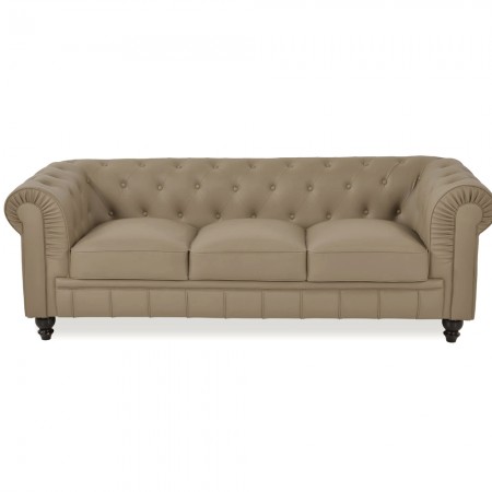 Chesterfield 3-Sitzer Sofa -  PU Taupe