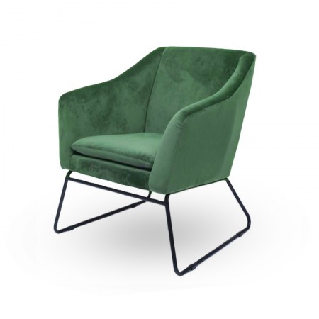 Fauteuil en velours et métal noir ZADIG -  Velours Vert