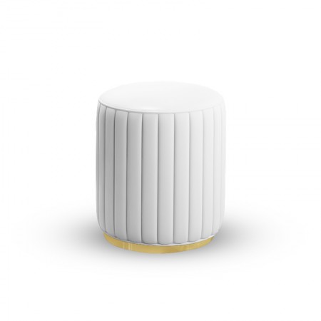 POUF ROTONDO IN METALLO VITA -  PU bianco