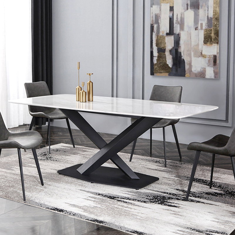 Mesa de comedor de mármol artificial blanco Alto