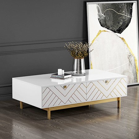 Design Couchtisch Weißgold Fuß Blade