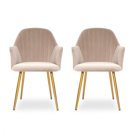Skull Gold Bein Esszimmer Stuhl x2 taupe