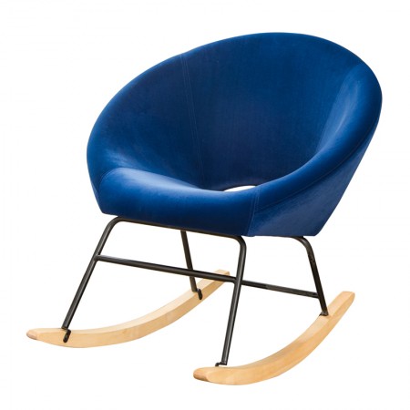 Fauteuil à bascule design LISA -  Velours Bleu