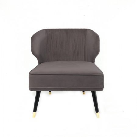 Fauteuil crapaud velours plissé pied effet laiton DAROCO...