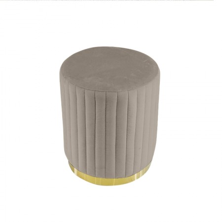 POUF ROTONDO IN METALLO VITA -  Velluto Taupe