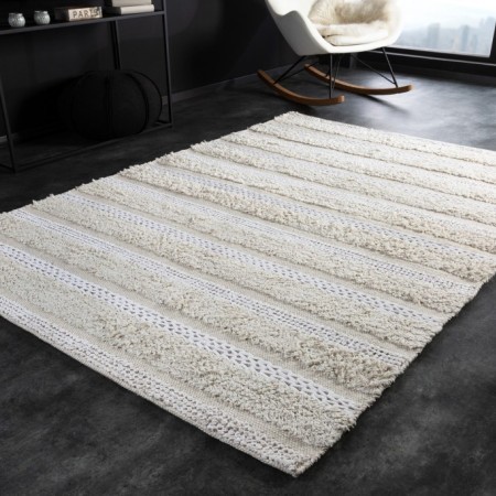  Handgewebter Kurzflor Teppich WOOL CLOUD 230x160cm...