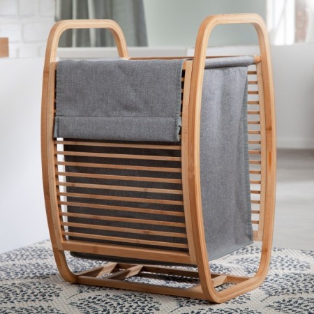  Design WÃ¤schekorb LAGOON SPA 61cm grau Bambusholz...