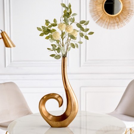  Moderne Vase WAVE 47cm gold Aluminium poliert Dekoration 