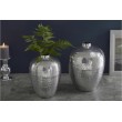  Elégant set de 2 vases ORIENTAL 32cm argentés au design martelé Rice 