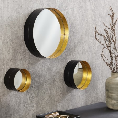 Elegantes 3er Set Spiegel VARIATION 25cm schwarz gold...