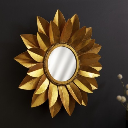  Miroir élégant SUNFLOWER 60cm or rond miroir mural en...