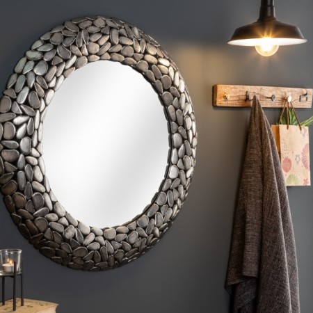  Handgearbeiteter Spiegel STONE MOSAIC 82cm silber Mosaik...