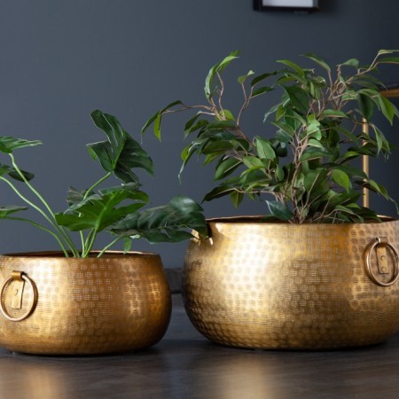  Set de 2 coupes artisanales ORIENT doré Pot de fleurs au...
